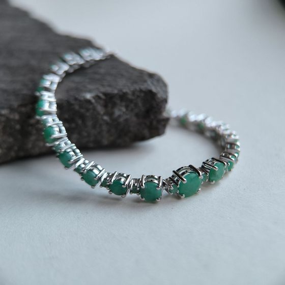 Срібний браслет із смарагдом 7,303 карата