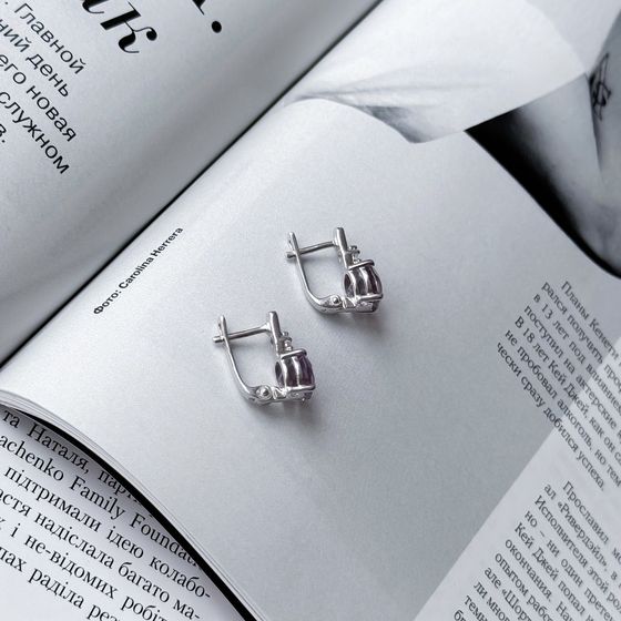 Срібні сережки з аметистом 3.307ct