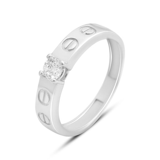 Silver ring with cubic zirconia