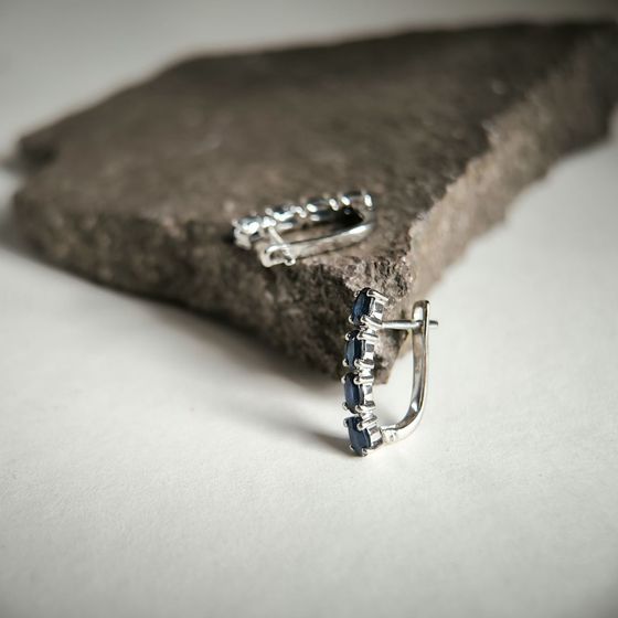 Срібні сережки з сапфіром 2,32 карата