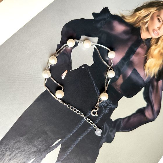 Срібний браслет з перлами