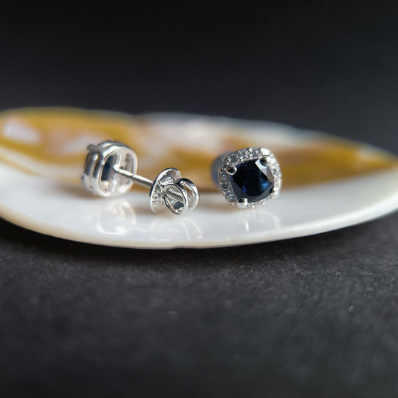 Срібні сережки з сапфіром nano 1.39ct