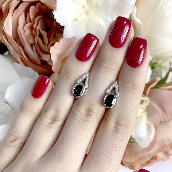 Серебряные серьги с раухтопазом (димчатим кварцем)