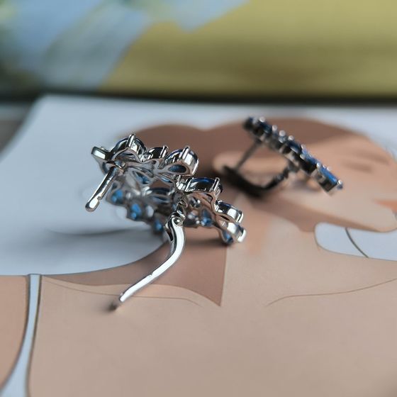 Срібні сережки з сапфіром nano 4,31 карата