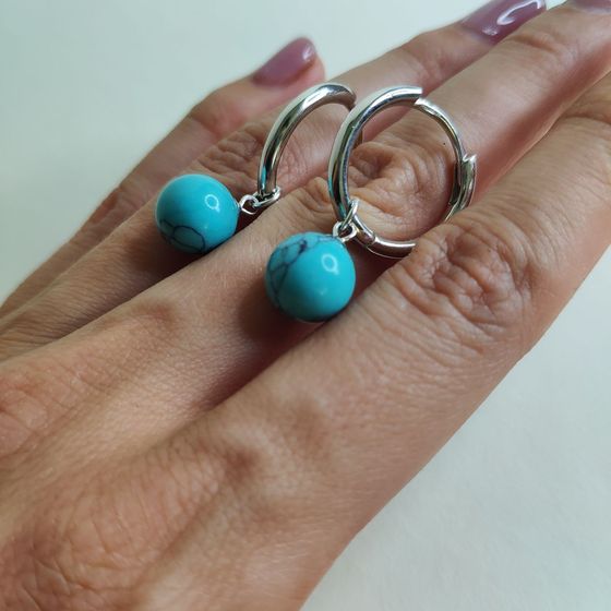 Срібні сережки з бірюзою