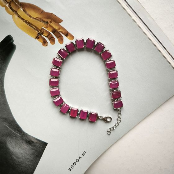 Silver bracelet with ruby
