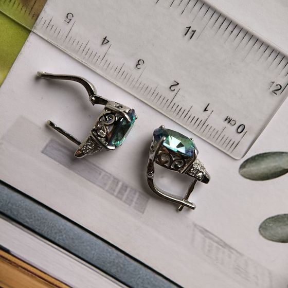 Срібні сережки з містик топазом 6.913ct