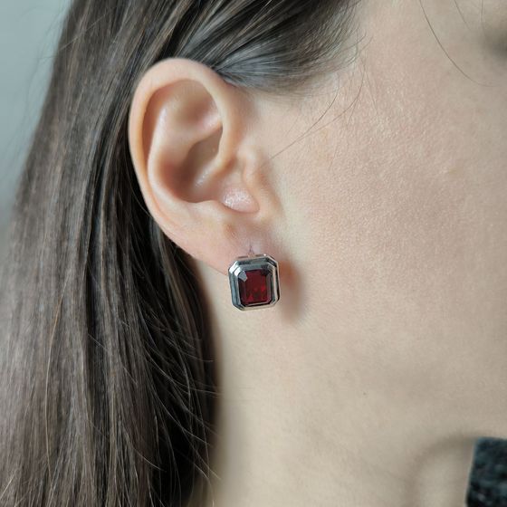 Срібні сережки з гранатом 5.48ct