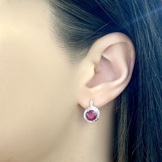 Серебряные серьги с рубином 4.45ct