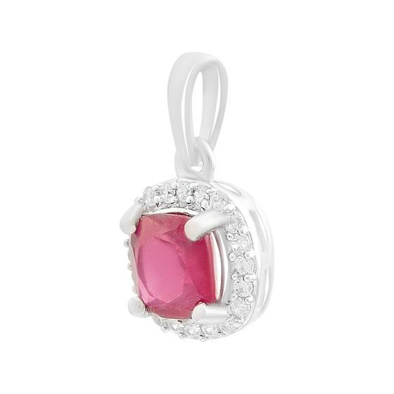 Silver pendant with 1.47ct ruby and cubic zirconia