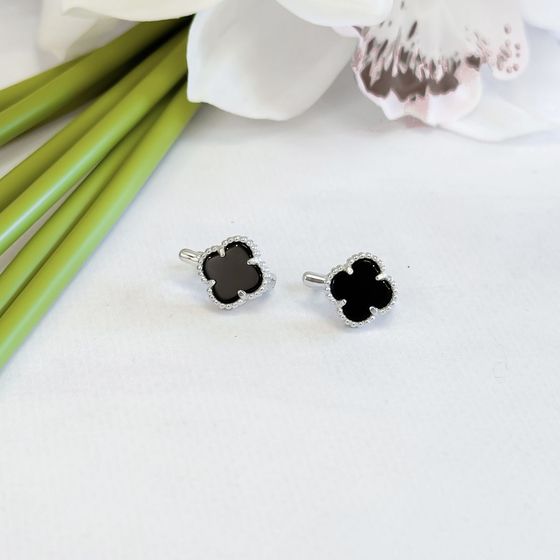 Silver earrings with onyx