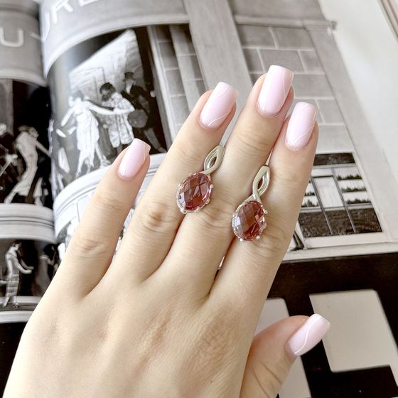 Срібні сережки з султанітом 3.838ct, фіанітами