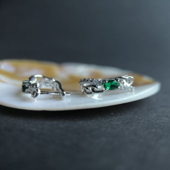 Срібні сережки зі смарагдом nano 0.638ct