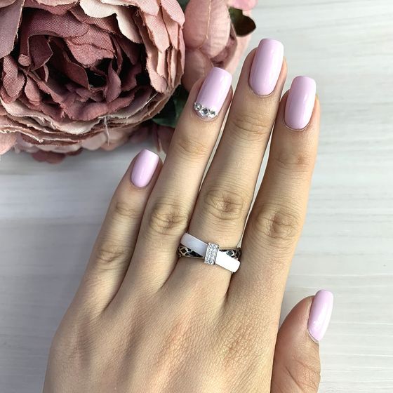 Sterling silver ring with ceramics, yemallu