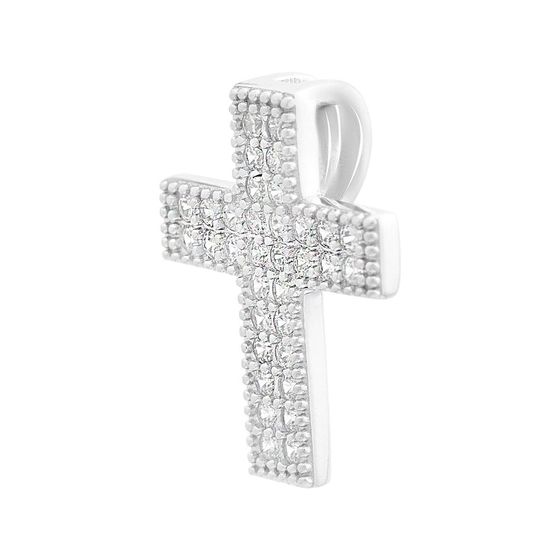 Срібний хрестик з фіанітами