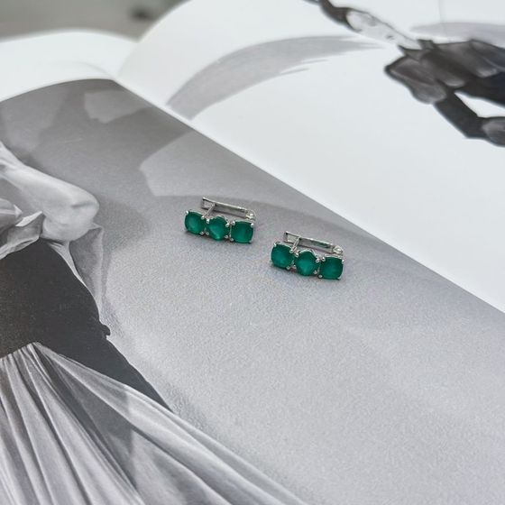 Срібні сережки з агатом 3.133ct