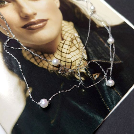 Срібне кольє з перлами бароковими