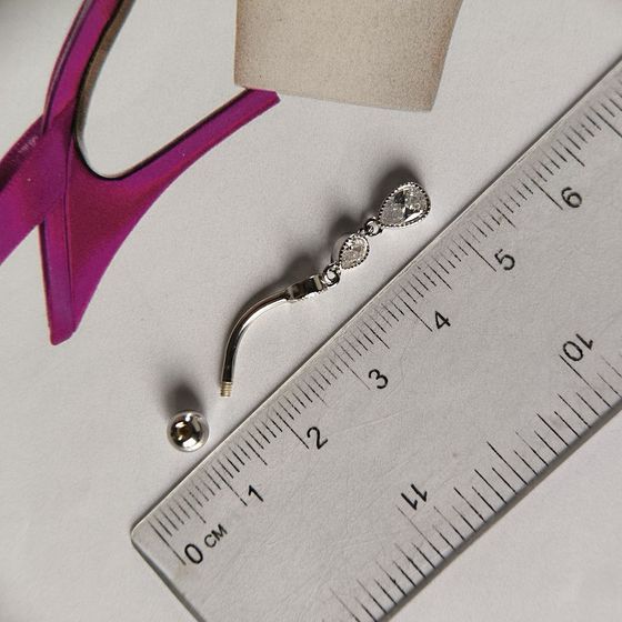 Серебряный пирсинг с фианитами