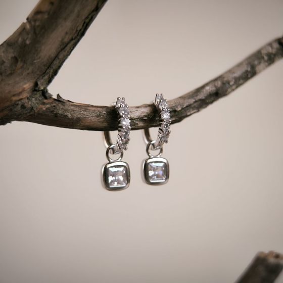 Silver Earrings with Fianites