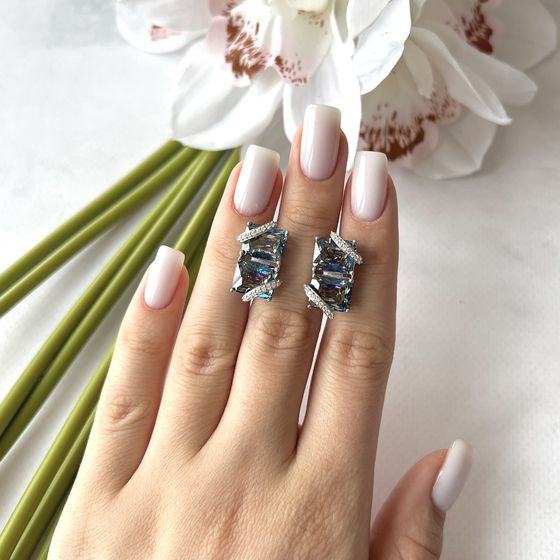 Срібні сережки з містик топазом 21.949ct