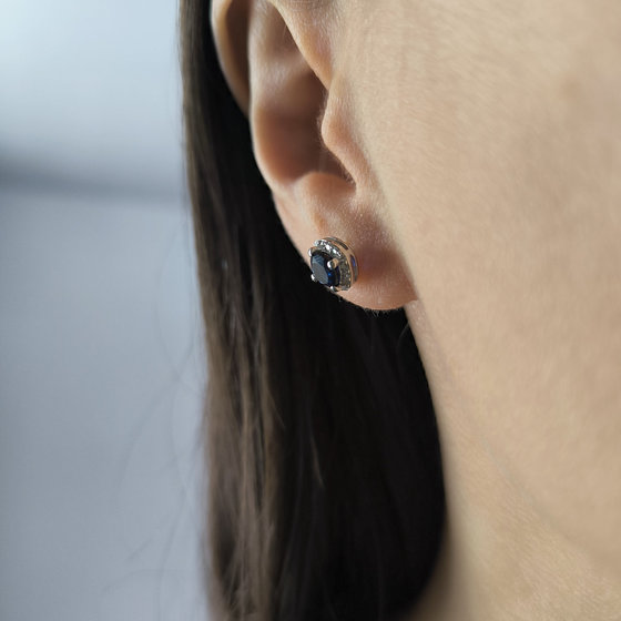 Срібні сережки з сапфіром nano 1.39ct