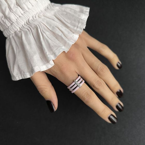 Silver ring with ceramics