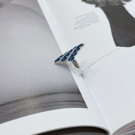Silver ring with nano 2.435ct sapphire