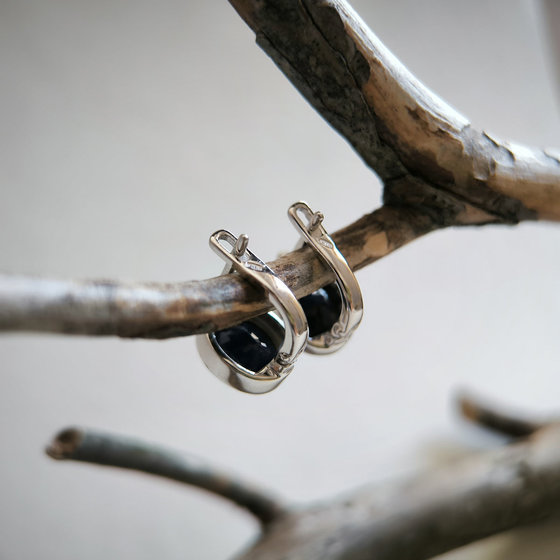 Срібні сережки з сапфіром 6.438ct