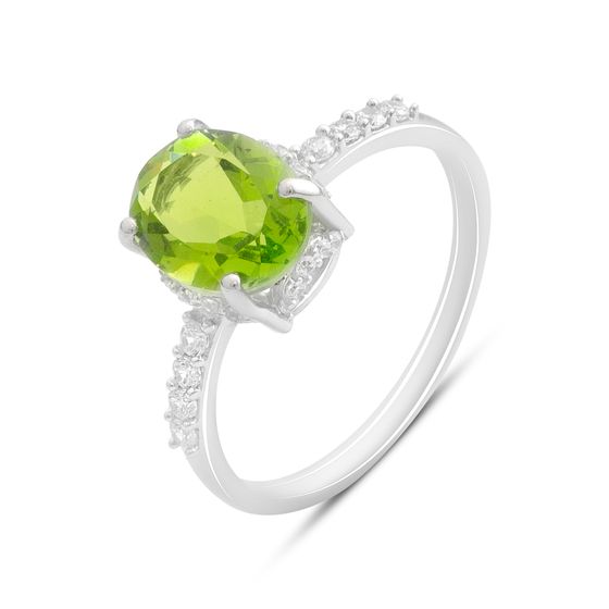 Silver ring with chrysolite