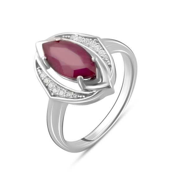 Серебряное кольцо с рубином 2.55ct, фианитами