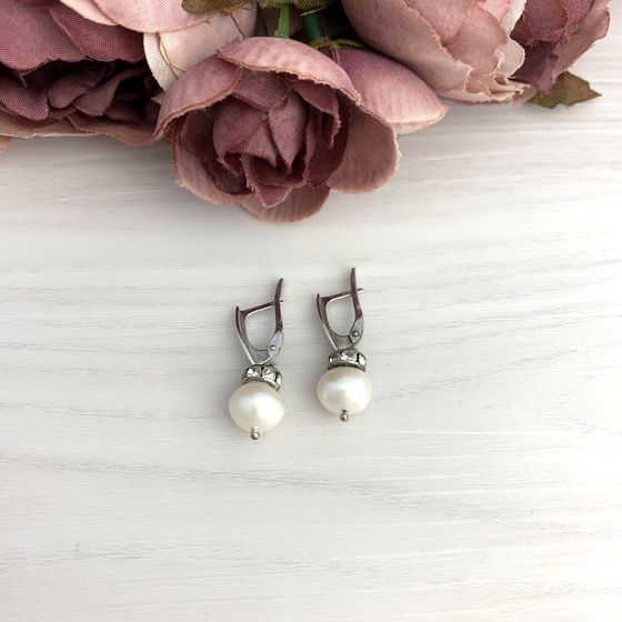 Срібні сережки з перлами