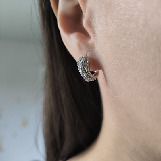 Срібні сережки з фіанітами