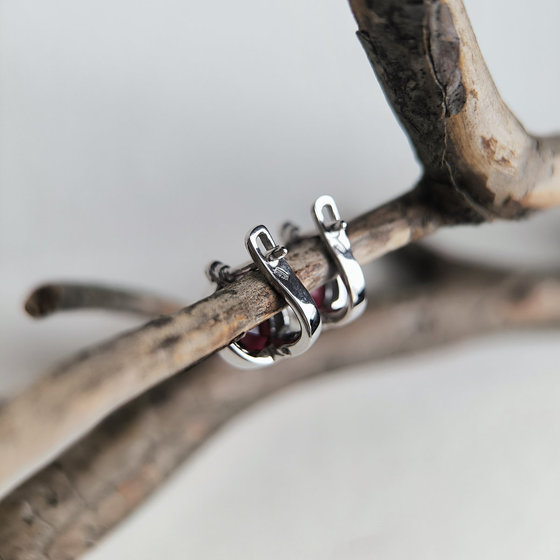 Срібні сережки з гранатом nano 4.33ct