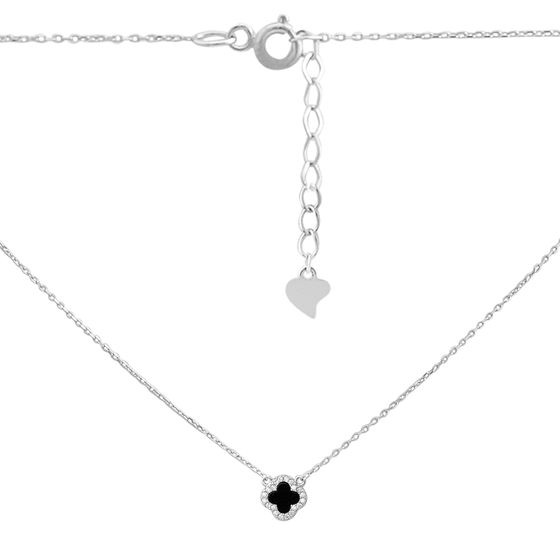 Срібне кольє з оніксом, фіанітами