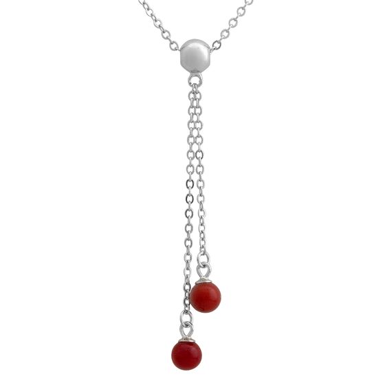 Silver necklace with coral