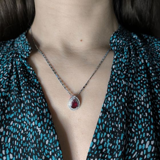 Серебряная подвеска с рубином 3.001ct