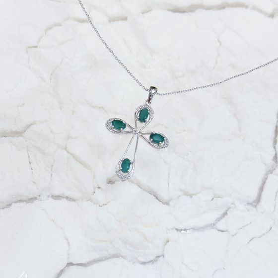 Срібне кольє зі смарагдом 0.879ct