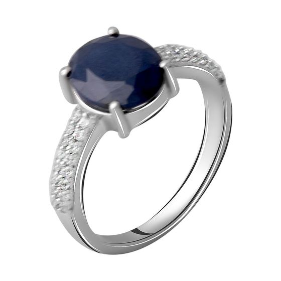 Silver ring with a sapphire
