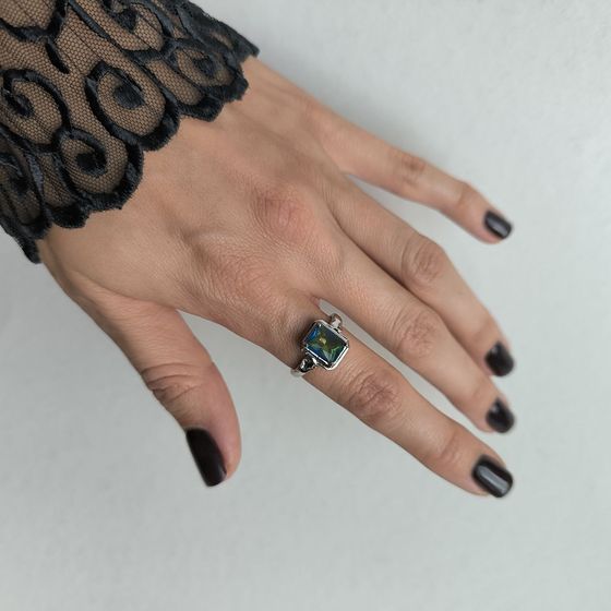 Срібна каблучка з містик топазом 1.6ct