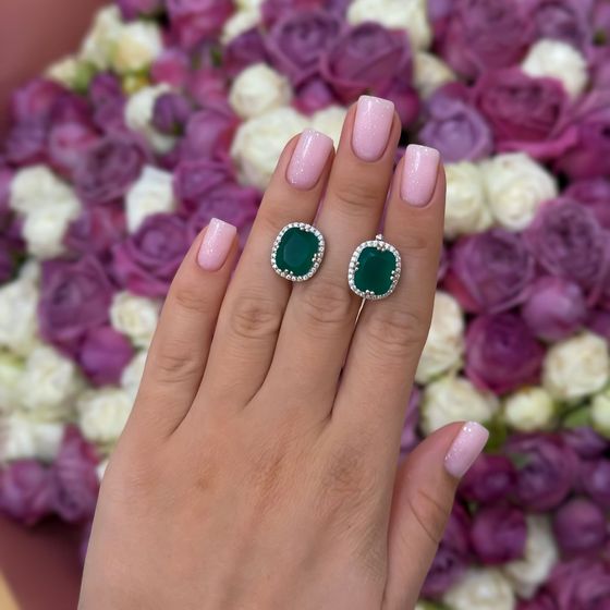 Срібні сережки з агатом 10,207 карата