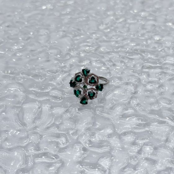 Silver ring with a 1.863-carat nano emerald