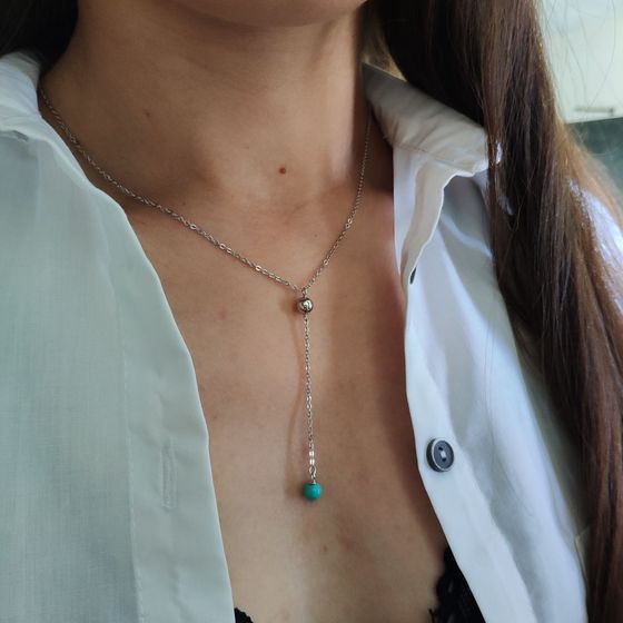 Silver necklace with turquoise