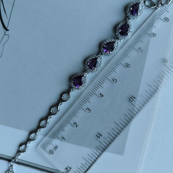 Серебряный браслет с аметистом 4.2ct