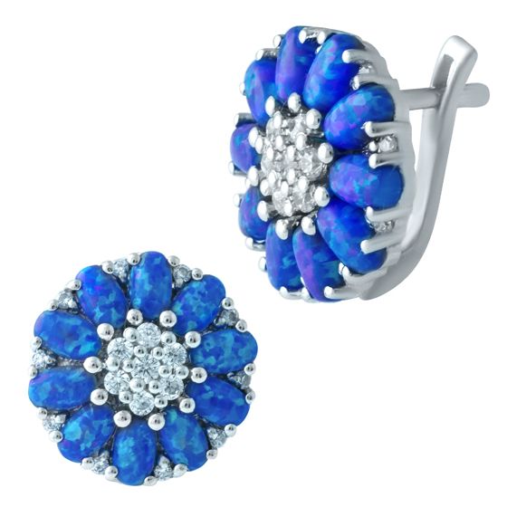 Silver earrings with a 3.05-carat opal