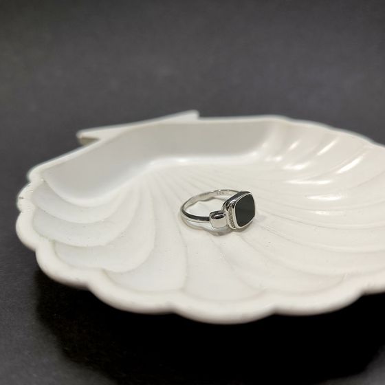 Silver ring with onyx