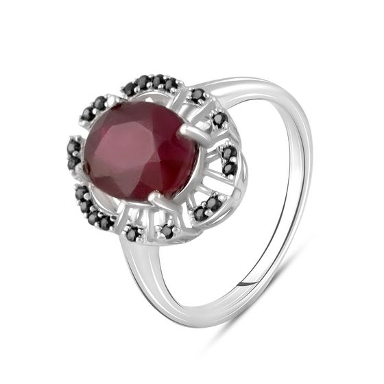 Серебряное кольцо с сапфиром, рубином