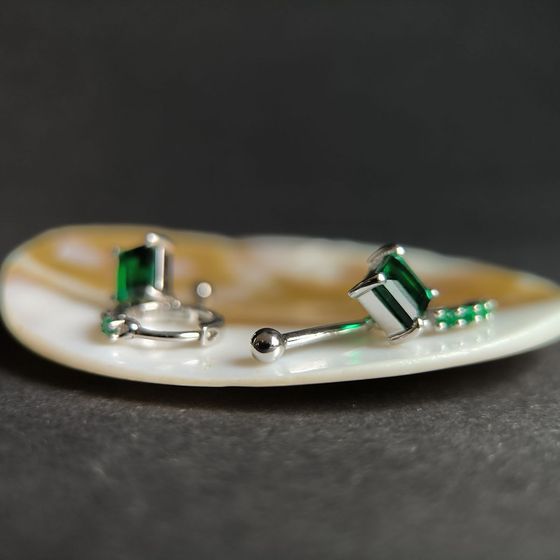 Срібні сережки зі смарагдом nano 2,295 карата