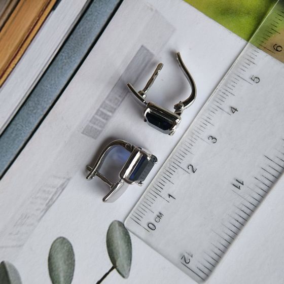 Срібні сережки із сапфіром nano 3.95ct