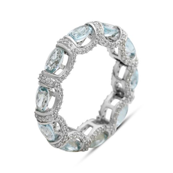 Срібне кільце з топазом 6.787ct, фіанітами