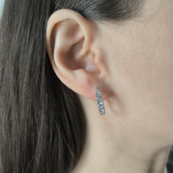 Silver earrings with cubic zirconia, enamel